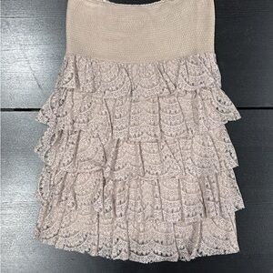 Forever 21 Beige Lace Ruffle Mini Skirt